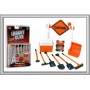 PHO-16060 1/24 Construction Accessories: Caution Sign, Tool Box, Cooler, Generator, Shovels, Broom, Sledge Hammer, Pick Axe)