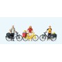 Standing Cyclists in Sportswear w/Bikes -- Set no. 1 pkg(3) Scale HO