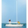 Korsar Sailboat w/Sailors Unrigging the Sails -- Sails Down (white, yellow) Scale HO