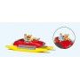 Pedal Boat w/Couple -- Red, Yellow Scale HO