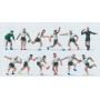 Soccer Team with Referee -- White Shirts, Black Shorts pkg(12) Scale HO