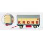 Equipment Trailer - Assembled -- Circus Krone (white, red, blue) Scale HO