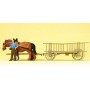 Rack Wagon w/Farmer and 2 Horses Scale HO