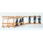 Hanging Fire House Uniforms -- 3 Rolling Carts and 3 Wall Racks Scale HO