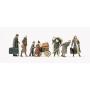 Military - Civilians WWII - Unpainted Figures -- Walking Refugees w/Luggage pkg(7) Scale 1/72