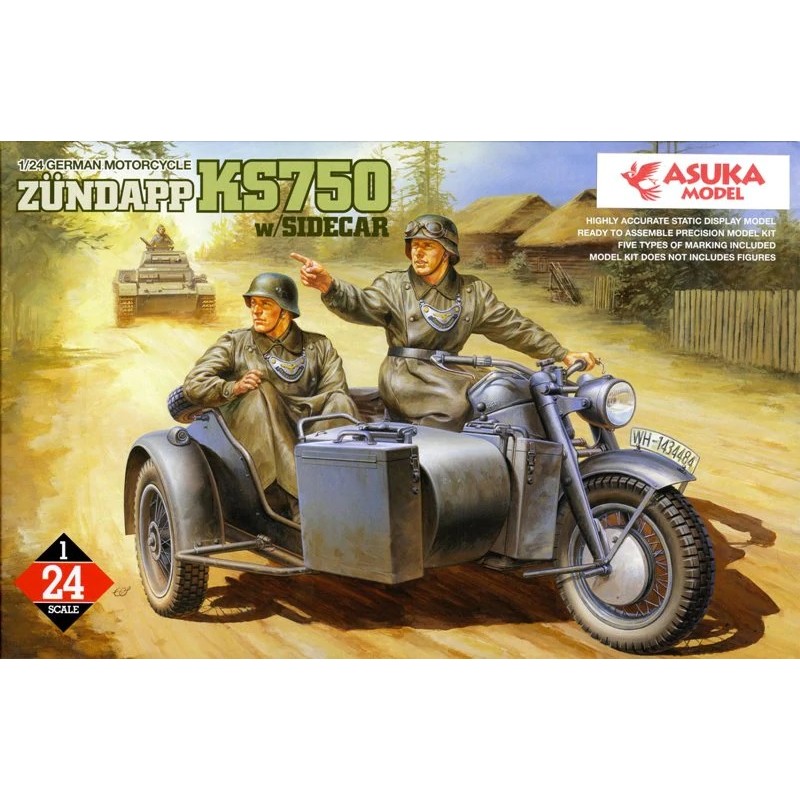 Asuka 1/24 German Motorcycle Zundapp KS750 w/sidecar