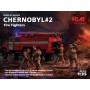ICM 1/35 Chernobylno. 2, Fire Fighters (AC-40-137A firetruck and  4 figures and  diorama base with background)