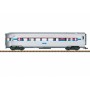 Smooth-Side Boat-Tail Observation - Ready to Run -- Amtrak 3340 (Phase I, silver, red, blue, white, Arrow Logo)