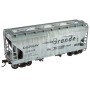 ACF 2-Bay Covered Hopper - Ready to Run -- Denver and Rio Grande Western no. 10000 (Weathered, gray, black, Large Flying Gra