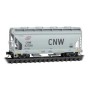 ACF 39' 2-Bay Center-Flow Covered Hopper - Round Hatches - Ready to Run -- Chicago and North Western no. 437016 (gray, large CNW
