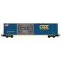 Modified 60' Excess-Height Double-Plug-Door Boxcar - Ready-to-Run -- CSX no. 4024 (blue, yellow, Carved Granite Insert)