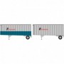 ATH29043 HO RTR 28' Trailers w/Dolly  Transcon (2)