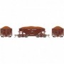 RND87208 HO 24' Ribbed Ore Car w/Load GN/Mineral Red num95016